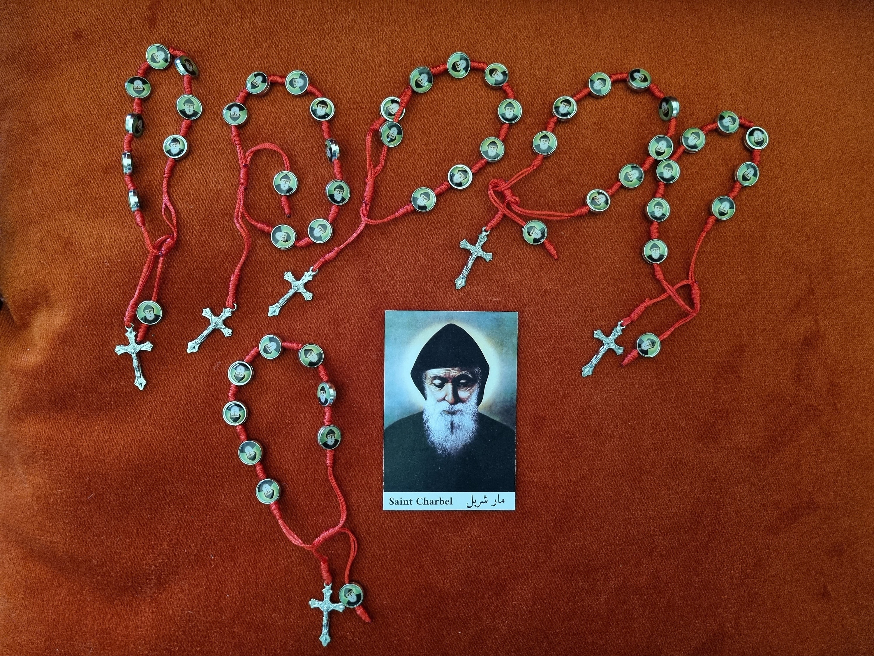 6 St. Charbel  Charbal bracelets + icon card