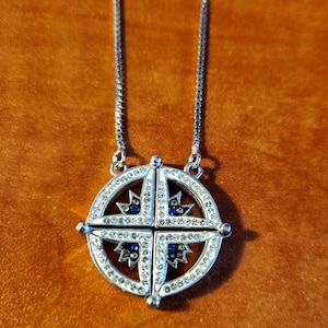 Sterling Silver 925 geometric cross  with Swarovski crystals from Jerusalem