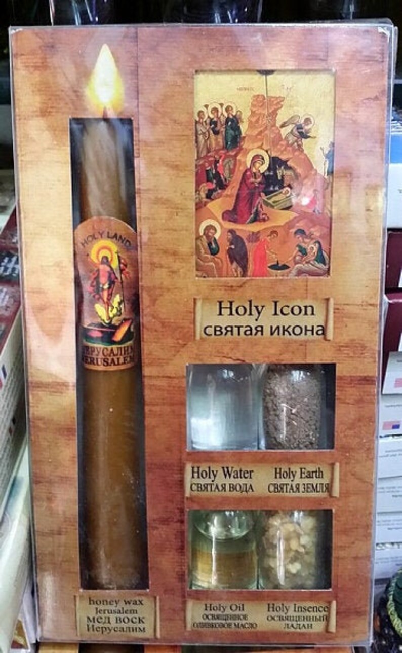 Beeswax Candle Blessed Set Holy WaterJerusalem SoilAnointing Etsy