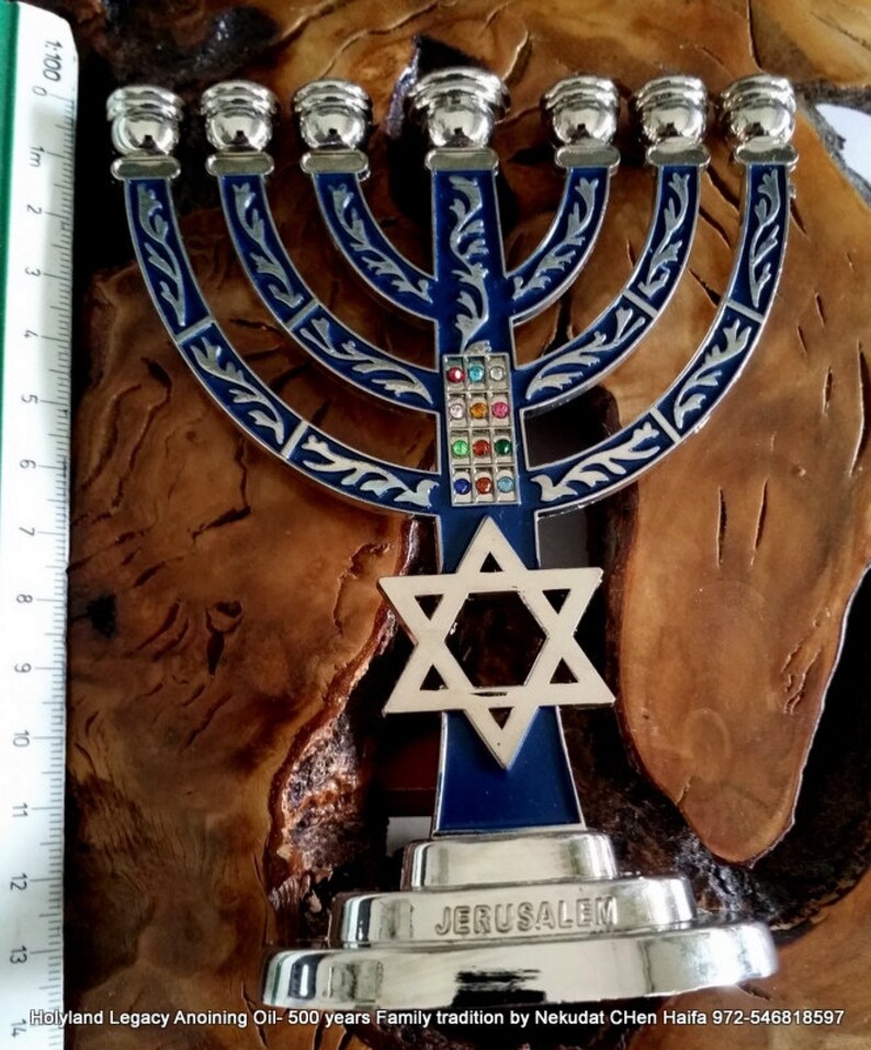 Messianic Menorah 7 branch Jerusalem design symbol gift from Etsy
