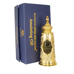 Luxurious TORAH  Anointing Oil Bottle Light of Jerusalem Gold 0.9 fl.oz Made in Israel,Huile d&#39;onction