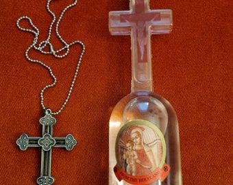 Holy water Jordan river bottle+ Baptism site blessed pendant necklace from Jerusalem