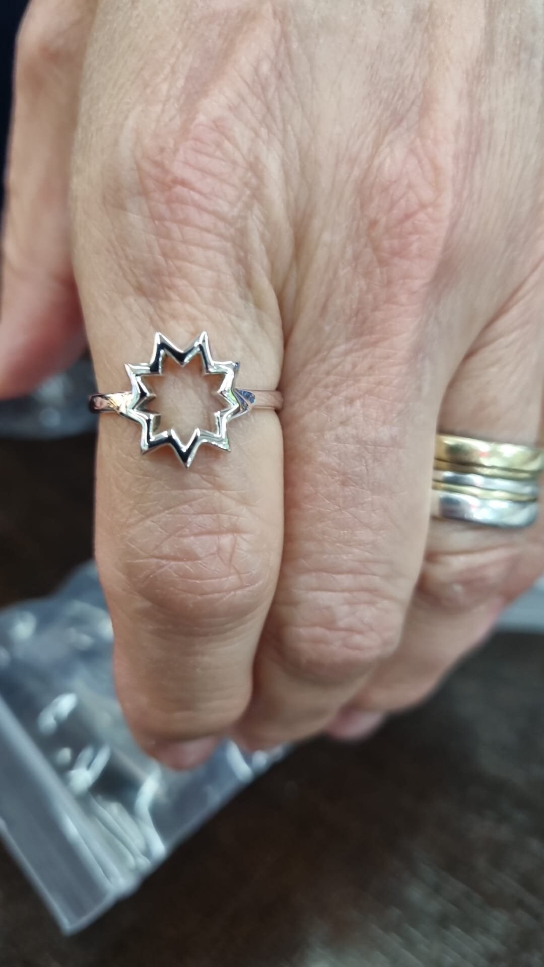 Baha'i silver Ring  "9 pointed star" a Bahai gift made in from Haifa Silver sterling 925