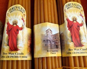 thumbnail image 2 of Handmade Beeswax Church Candles – Blessed In The Holy Sepulchre, Jerusalem (2 X 120g) 2 of 6