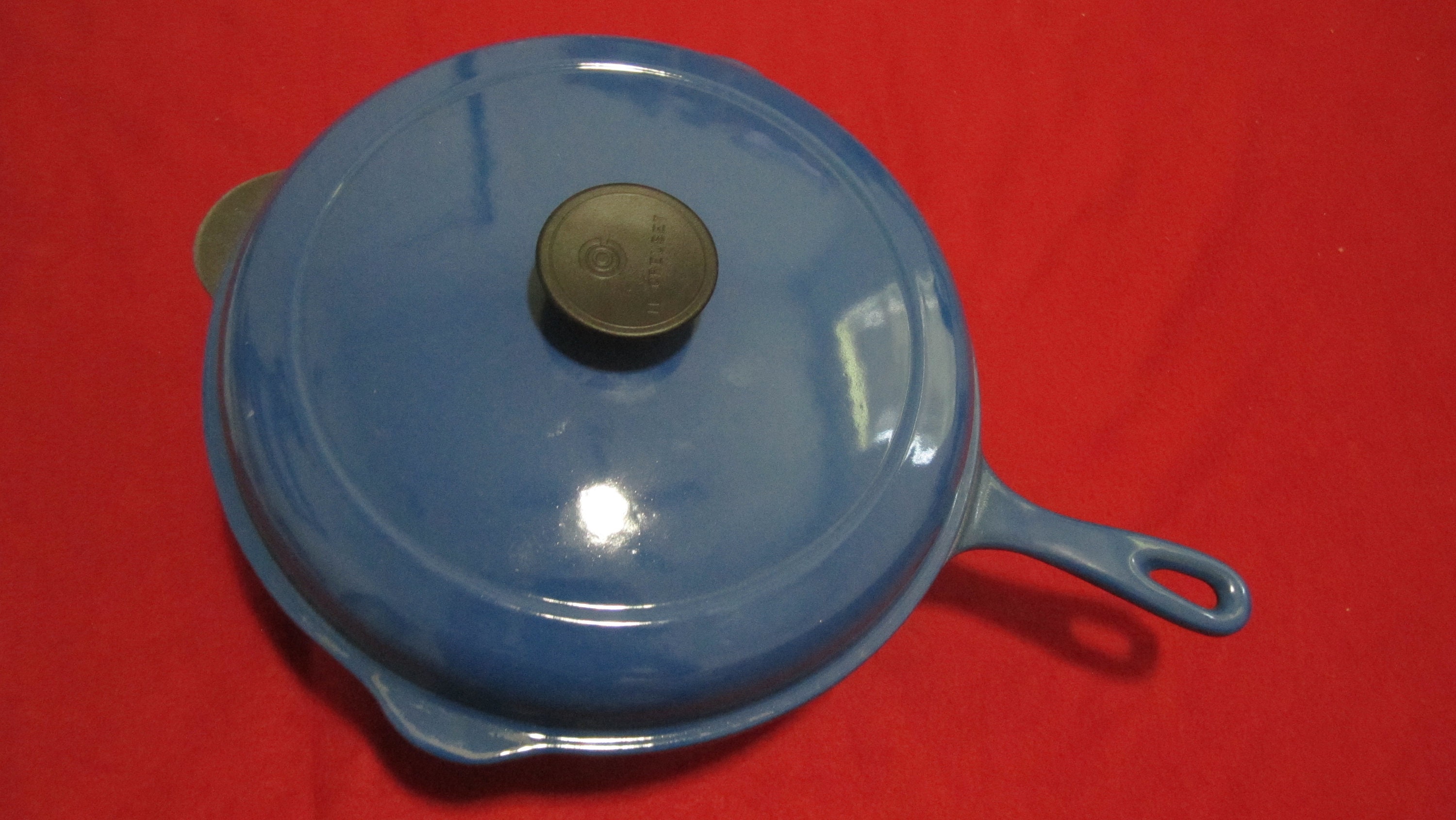 Le Creuset Cast Iron Cobalt Blue Deep Fry Pan 27 with Lid Etsy