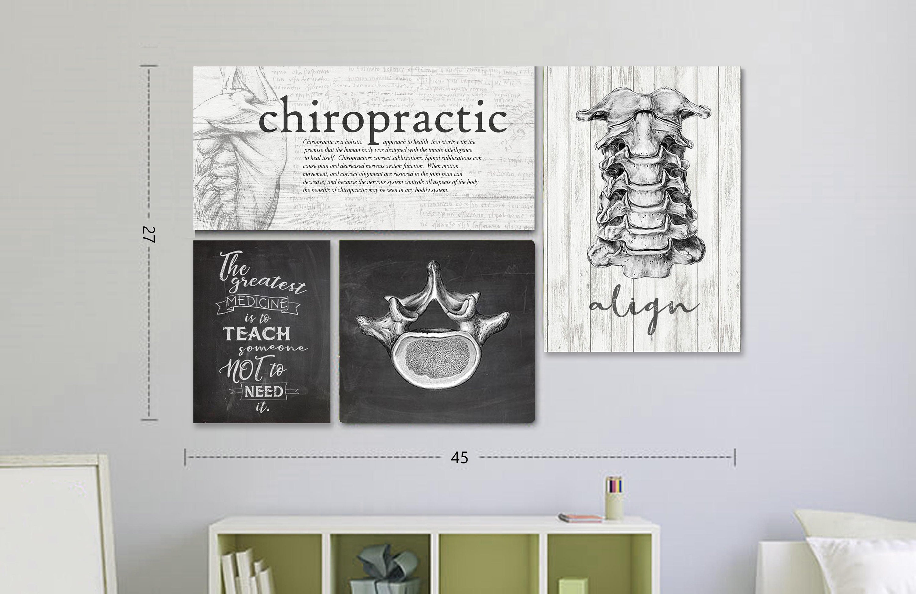 Chalkboard Chiropractic Definition and Spinal Display Wall Set
