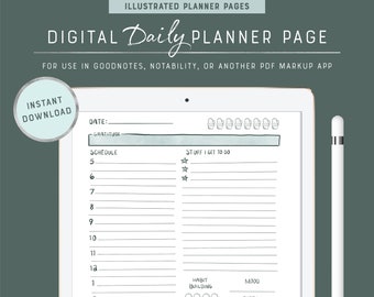 Digital Daily Planner Page + Habit Tracker + Gratitude Journal