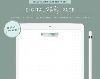 Digital Notes Page | Blank Grid Dot Journal Pages | Printable or Digital