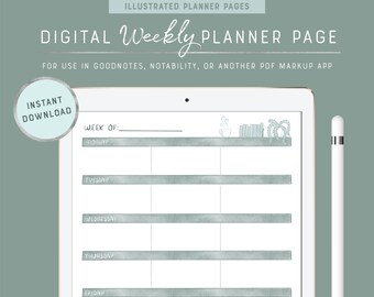 Digital Weekly Planner Page | Printable Weekly Agenda