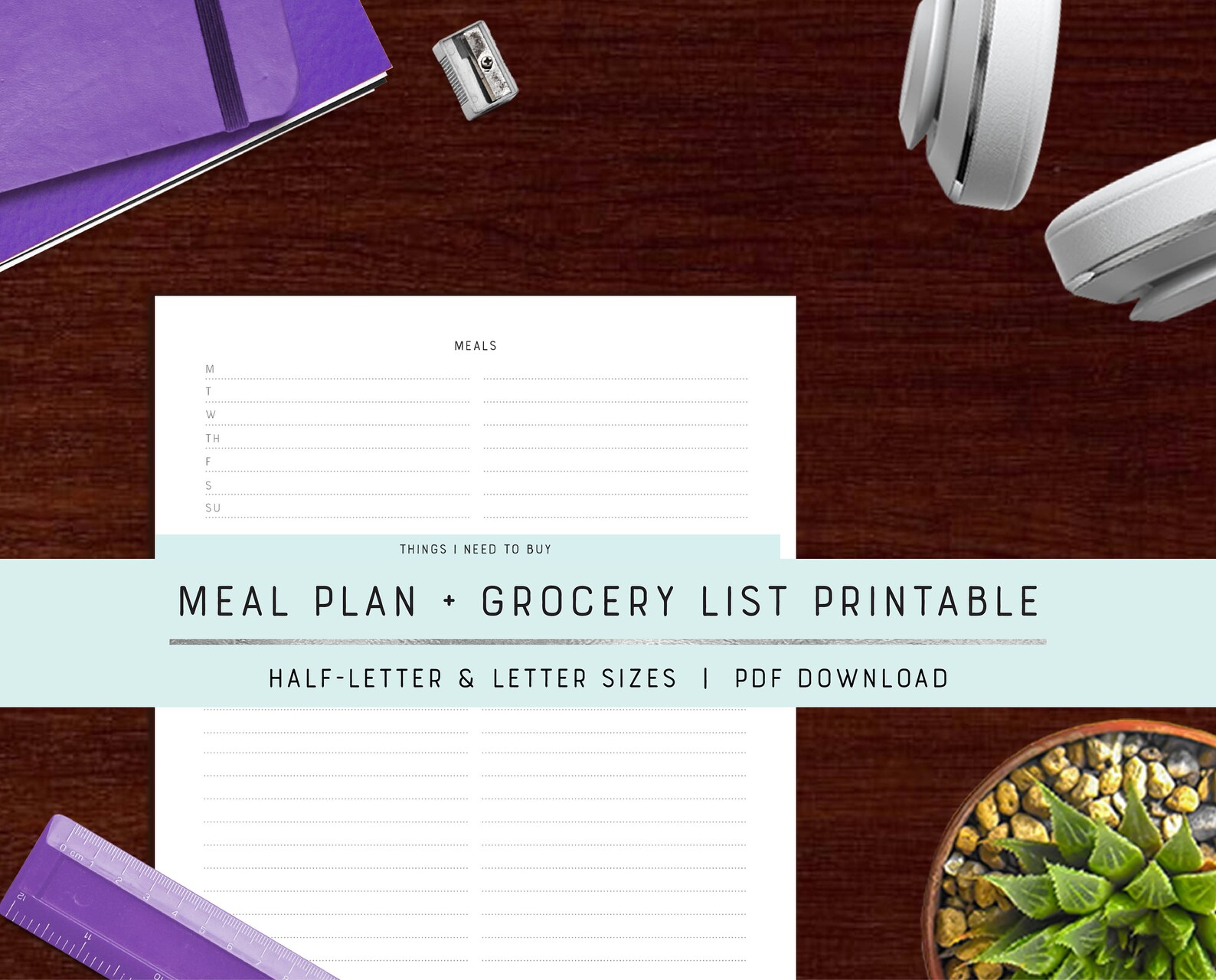 Weekly Meal Plan + Grocery List Printable | Printable - Etsy