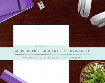 Weekly Meal Plan + Grocery List Printable | Printable