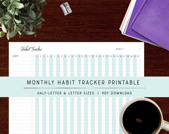 Monthly Habit Tracker | Water Tracker | Exercise Tracker | Printable