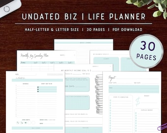 Biz + Life Planner | Undated Business Planner | Day Planner | Printable
