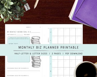 Monthly Business Planner | Entrepreneur | Girl Boss Planner | Printable