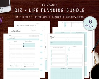 Biz + Life Planning Bundle | Daily, Weekly, Monthly Spread + Project Planner | Printable