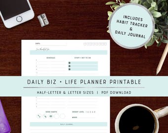 Daily Planner + Journal + Habit Tracker + Gratitude Journal | Printable