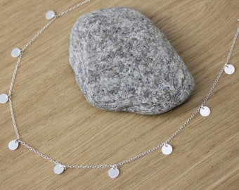 Solid silver necklace small round medals