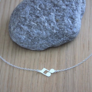 Minimalist Sterling silver necklace double musical note