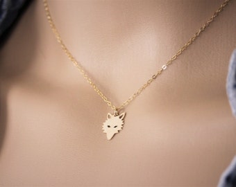 Collier minimaliste en or Gold Filled pendentif tête de loup