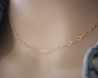 Minimalist Gold Filled choker Necklace figaro chain