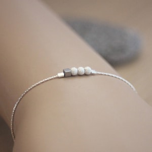 Minimalist Sterling silver bracelet cubes in silver hematite  2mm