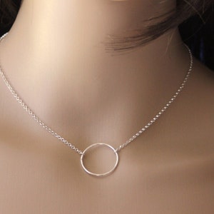 Minimalist and geometric sterling silver choker necklace ring pendant 2cm image 1