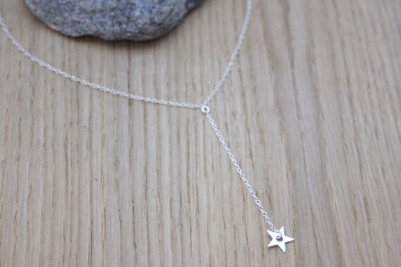 YOSTER ネックレス Drop Necklace SILVER Star Lariat Necklace - Asymmetric Y Shape Drop Star Pendant
