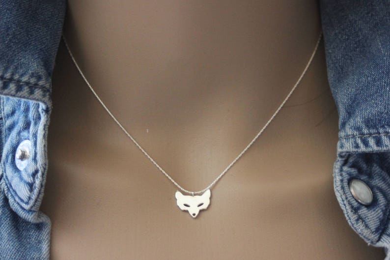 Minimalist Sterling Silver fox choker Necklace image 2