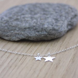 Minimalist Silver sterling choker necklace 2 stars image 5