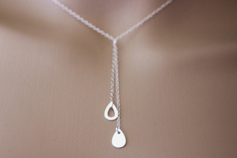 Minialist Sterling Silver Tie Necklace Drop Pendant image 5