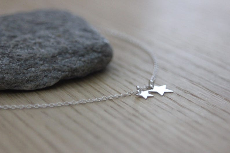 Minimalist Silver sterling choker necklace 2 stars image 4