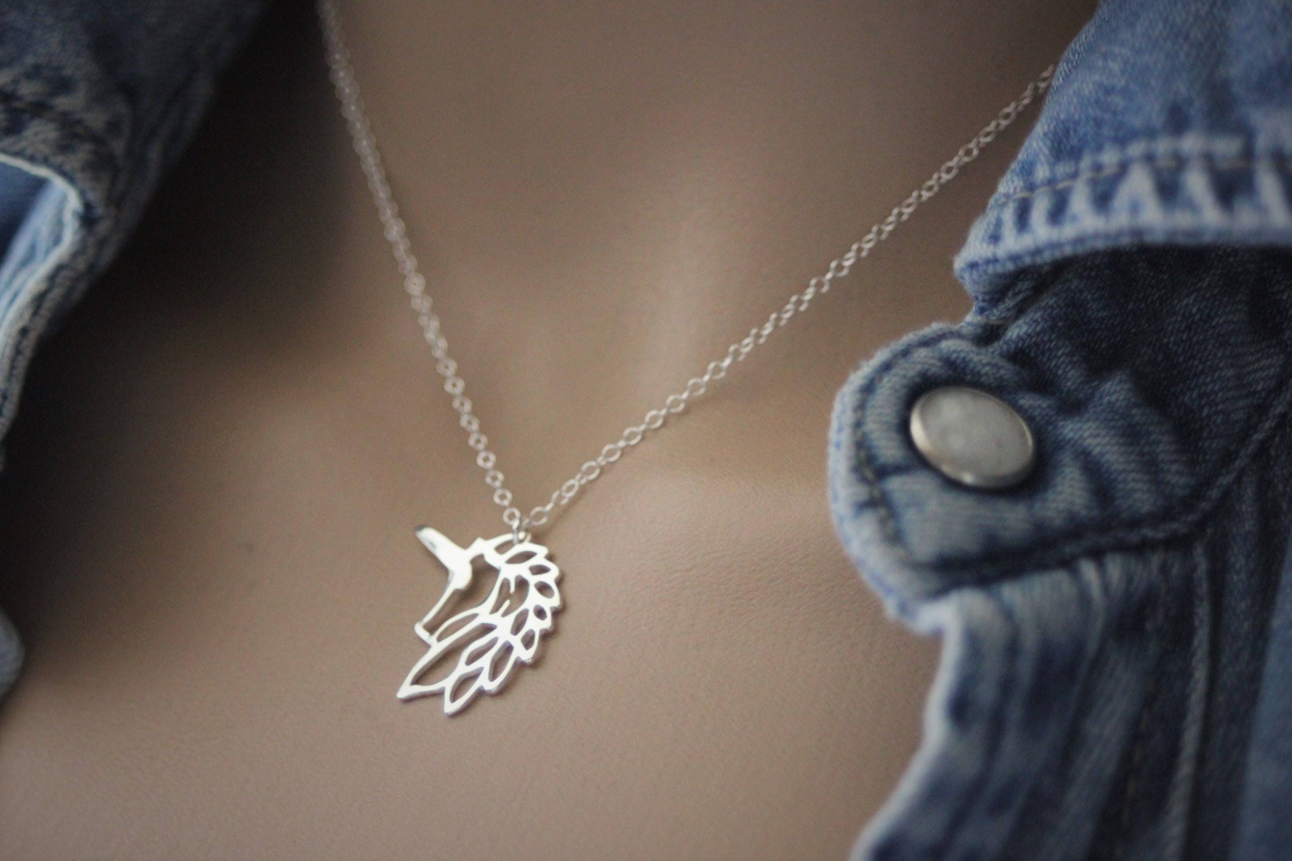 Minimalist Silver Sterling Choker Necklace Unicorn Pendant Minimalist Silver Sterling Choker Necklace Unicorn Pendant