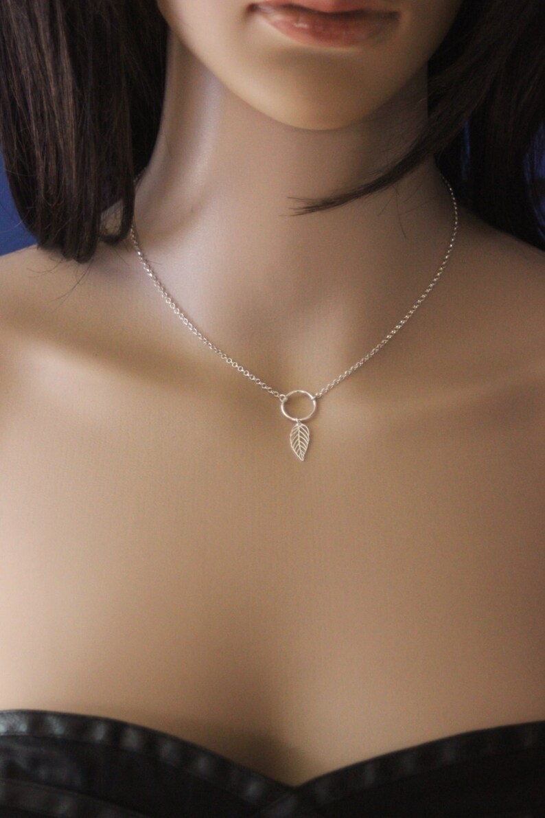 Minimalist Sterling silver choker necklace pendant ring and feather ethnic style
