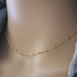 Minimalist Gold filled beaded chain choker necklace