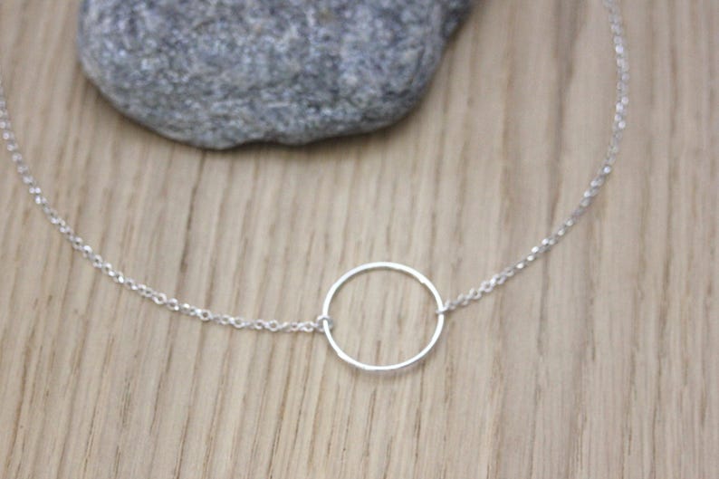 Minimalist and geometric sterling silver choker necklace ring pendant 2cm image 5