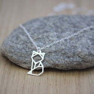 Minimalist Sterling Silver origami fox choker Necklace