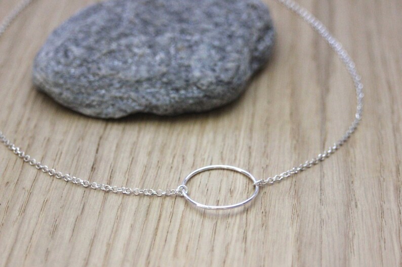 Minimalist and geometric sterling silver choker necklace ring pendant 2cm image 7