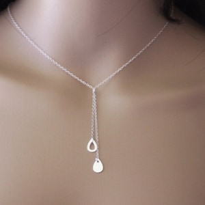 Minialist Sterling Silver Tie Necklace Drop Pendant image 1