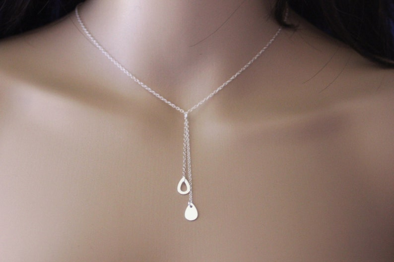 Minialist Sterling Silver Tie Necklace Drop Pendant image 1