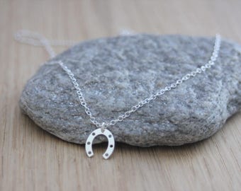 Sterling silver necklace pendant horseshoe - fine silver necklace - minimalist necklace - horseshoe necklace - silver choker