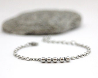 Bracelet minimaliste en acier inoxydable breloques perles boules