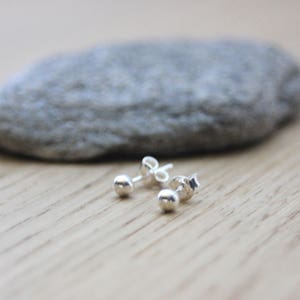 Minimalist Sterling silver ball earrings 4mm