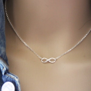 Minimalist Silver sterling Infinity choker Necklace 16mm