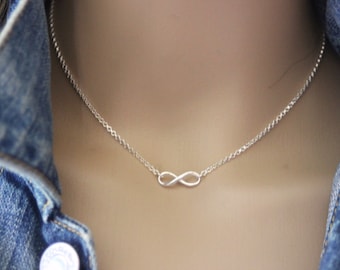 Minimalist Silver sterling Infinity choker Necklace 16mm