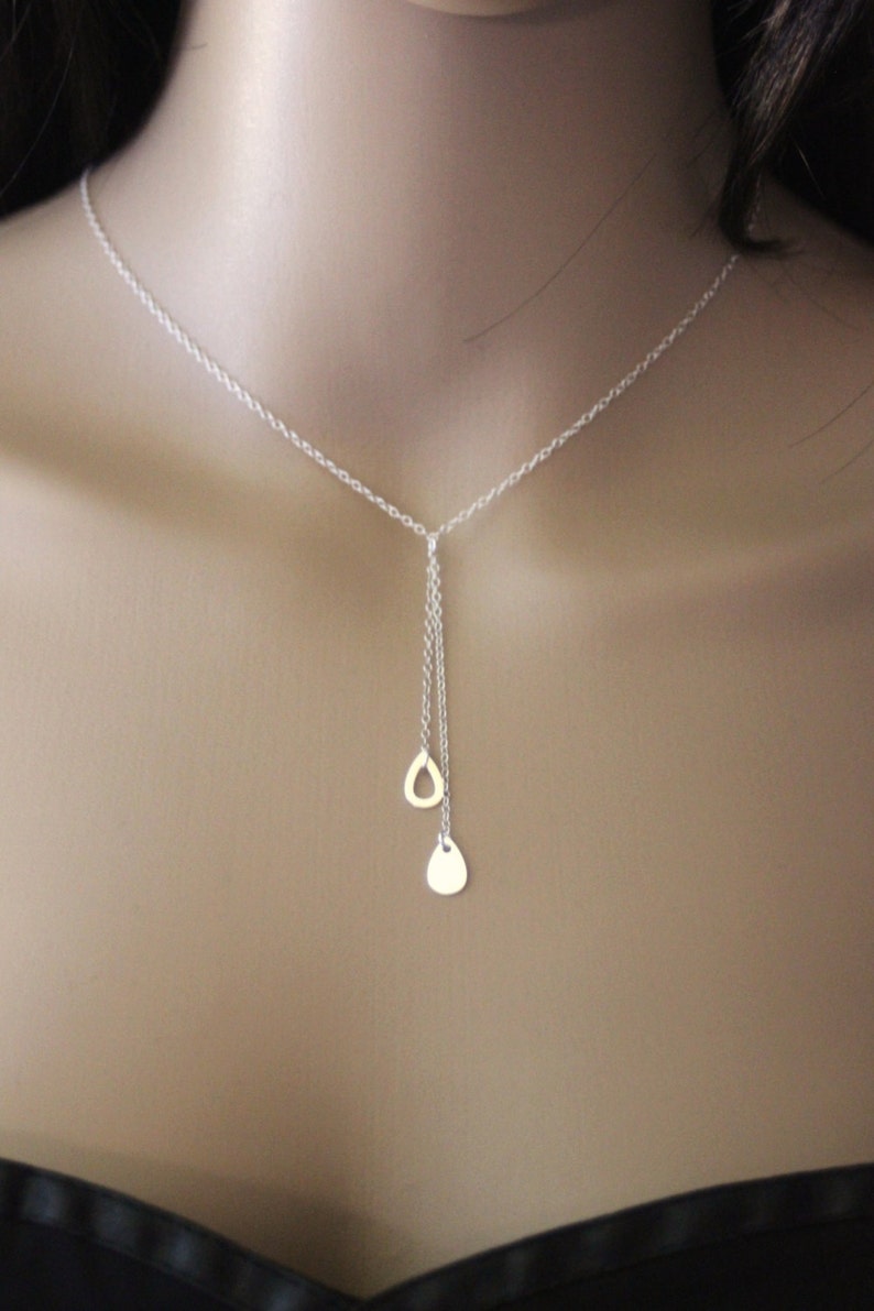 Minialist Sterling Silver Tie Necklace Drop Pendant image 3