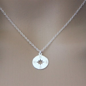 Massief 925 zilveren ketting met kompas/windroos hanger