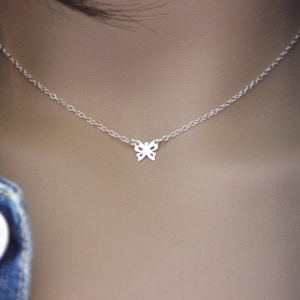 Minimalist Sterling silver choker necklace small butterfly