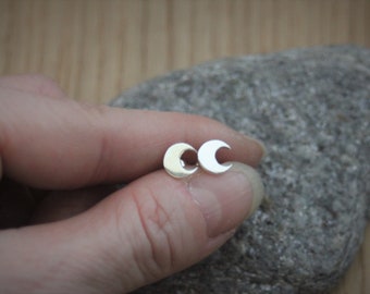 Minimalist Sterling silver little moon earrings