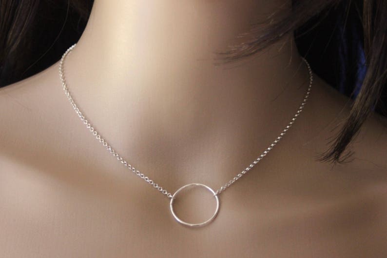 Minimalist and geometric sterling silver choker necklace ring pendant 2cm image 6