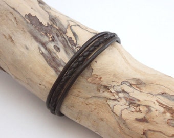 Men&#39;s Bracelet brown leather braided leather and stainless steel clasp